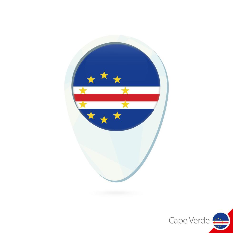 Cape Verde flag location map pin icon on white background. vector