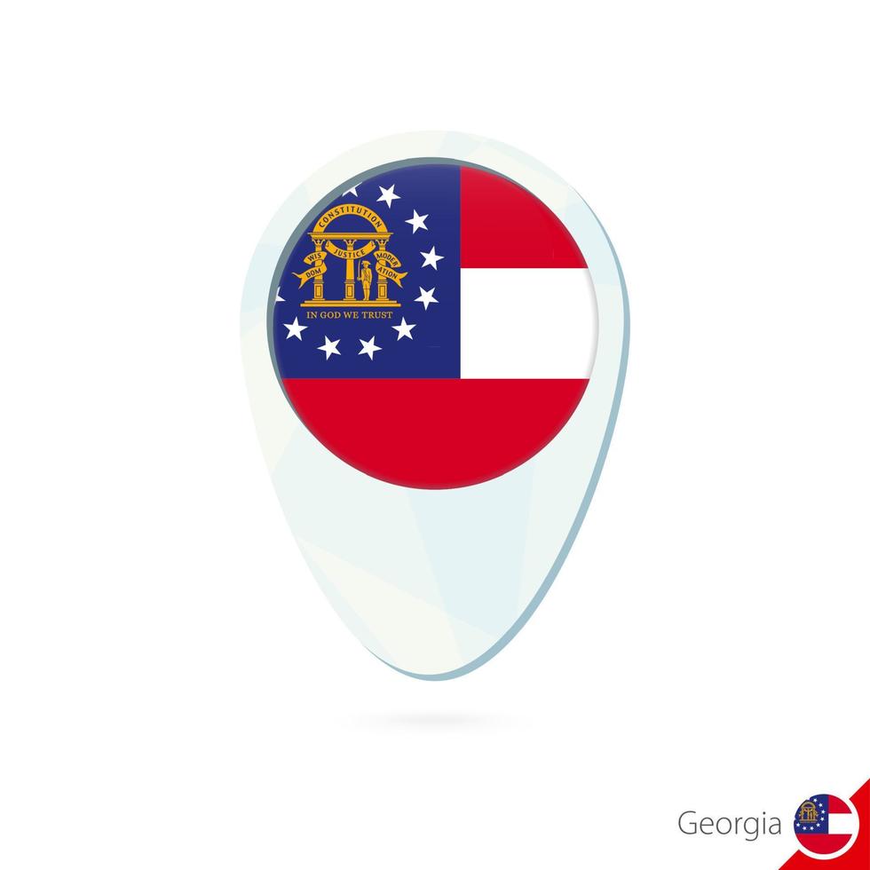 icono de pin de mapa de ubicación de la bandera de georgia del estado de estados unidos sobre fondo blanco. vector