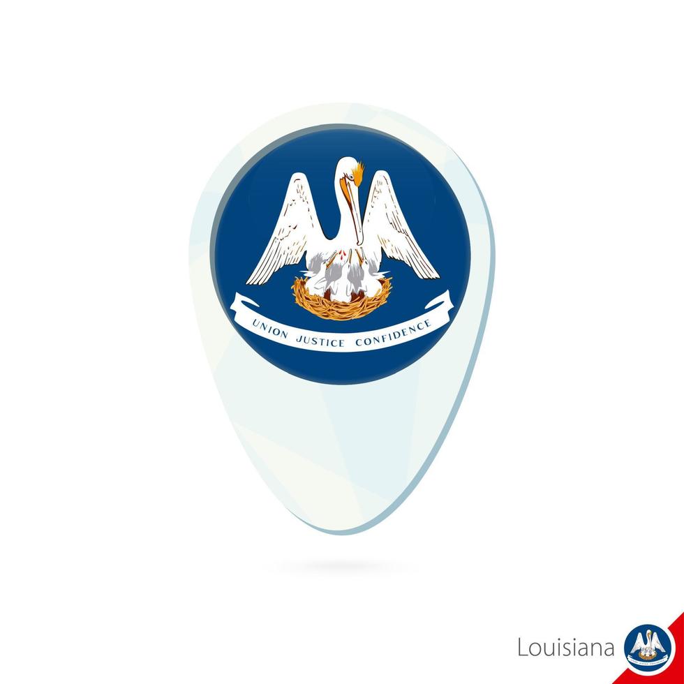 USA State Louisiana flag location map pin icon on white background. vector