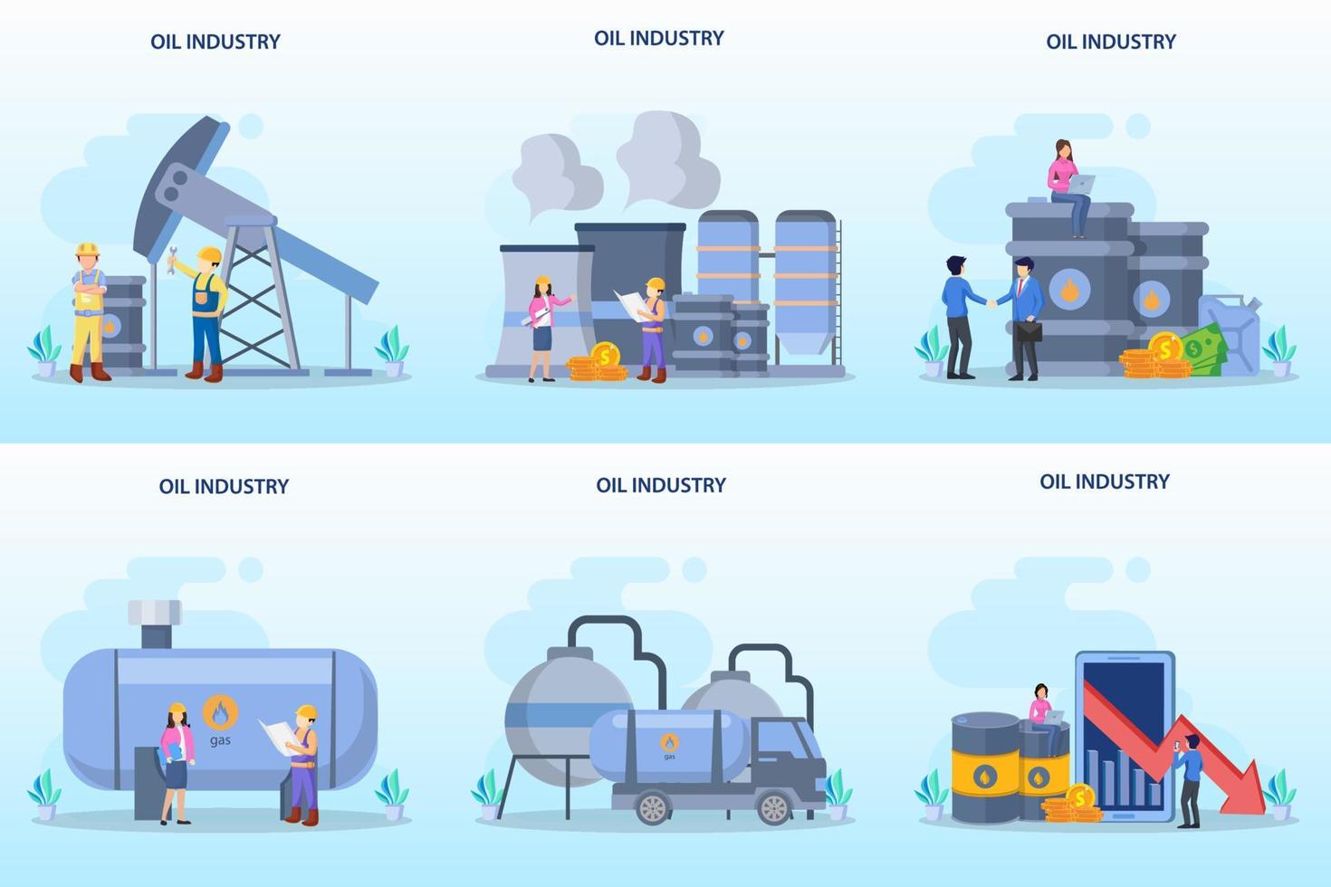 Oil industry and petroleum industry flat style vector
