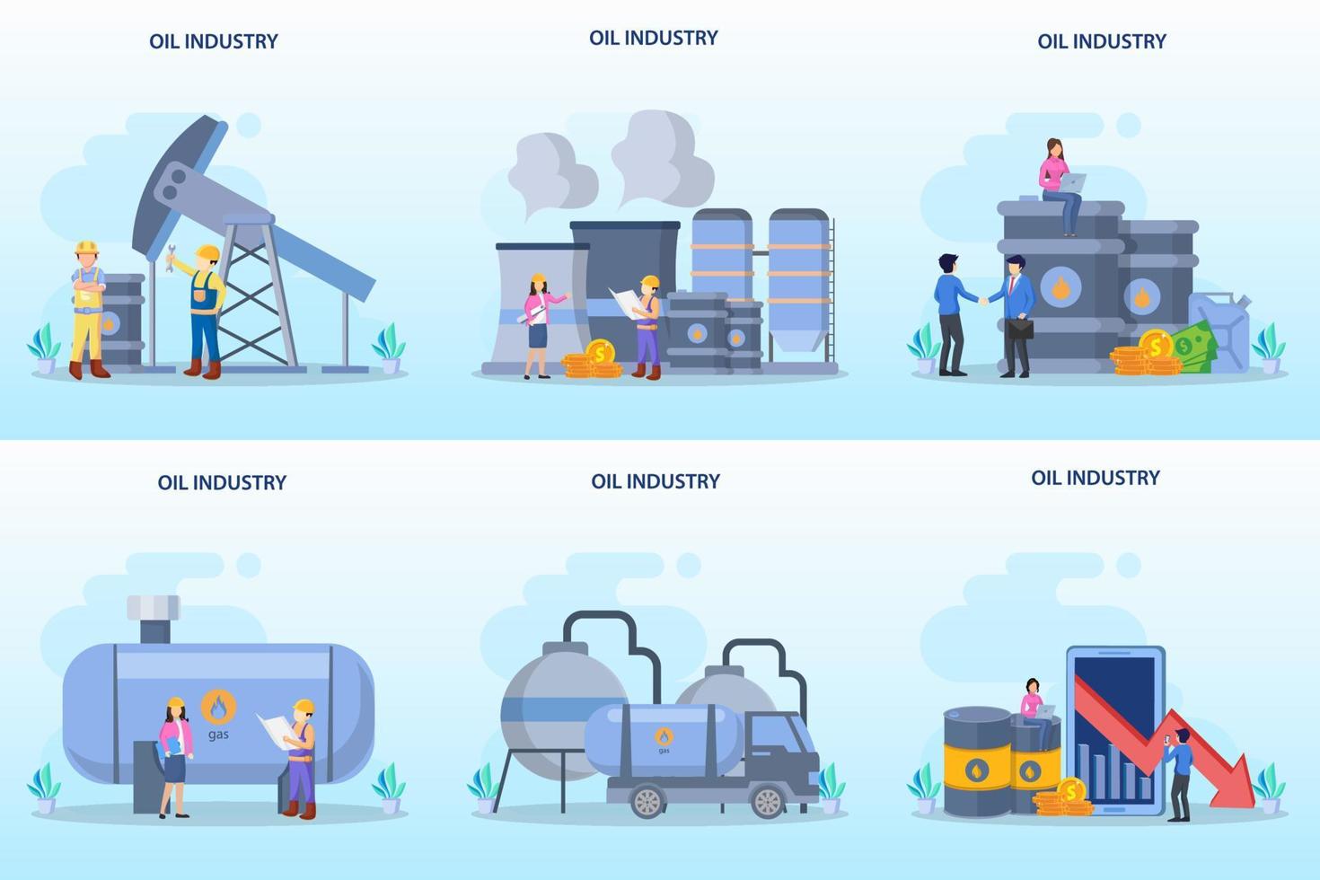 vector de estilo plano de la industria petrolera y la industria petrolera