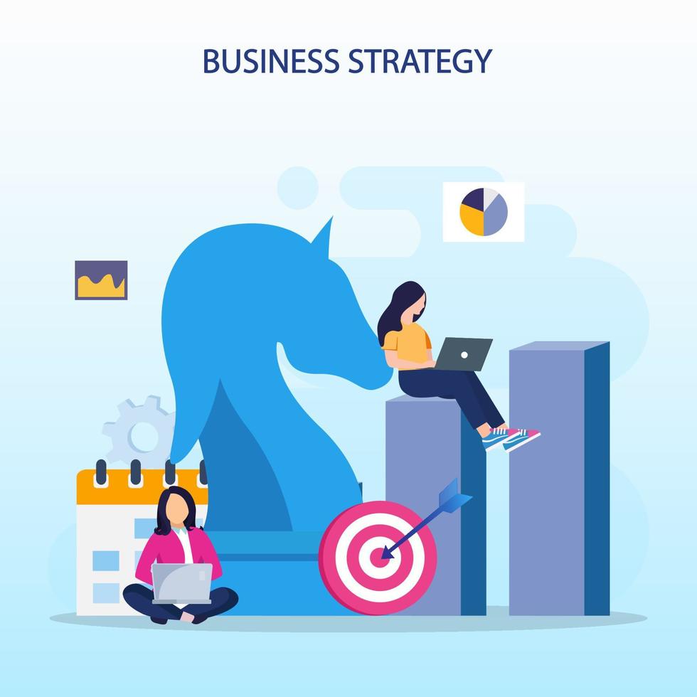 Set bundle Business strategy concept, People are planning, team metaphor, Target achievement, Strategic and tactics chess pieces. Flat vector template style Suitable for Web Landing Pages.