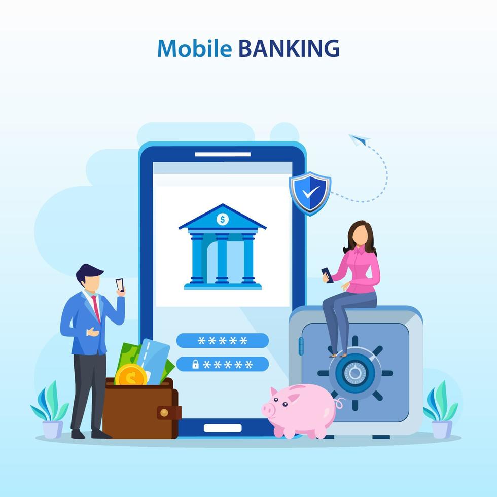 Mobile banking concept illustration vector. vector