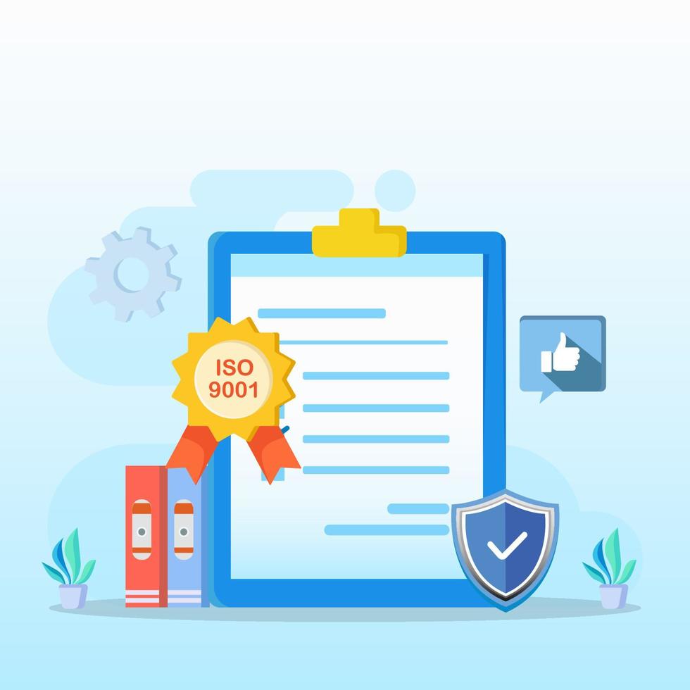 Vector quality control with ISO 9001 concept.