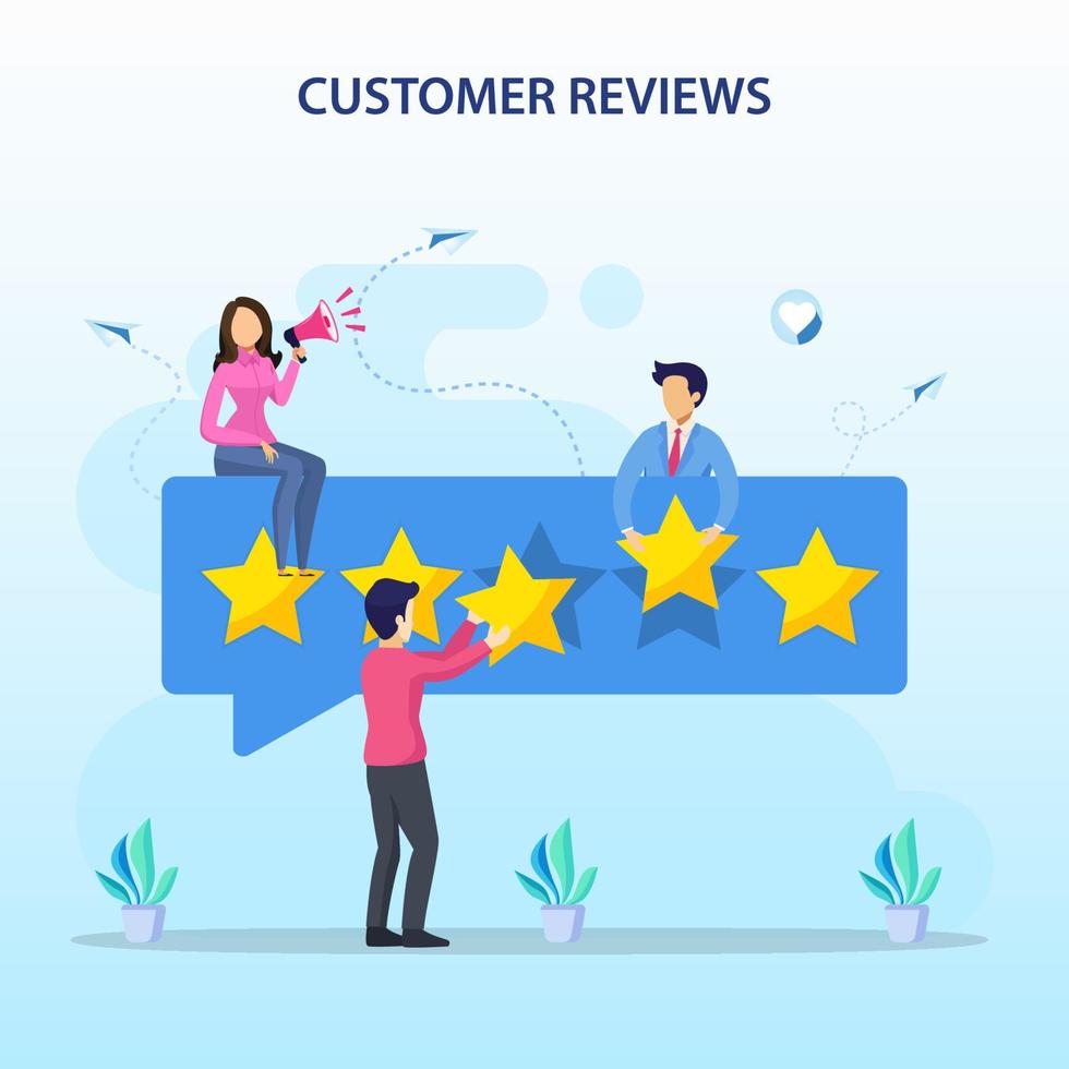 Customer reviews concept. online reviews, experience or feedback, star rating, notifications vector