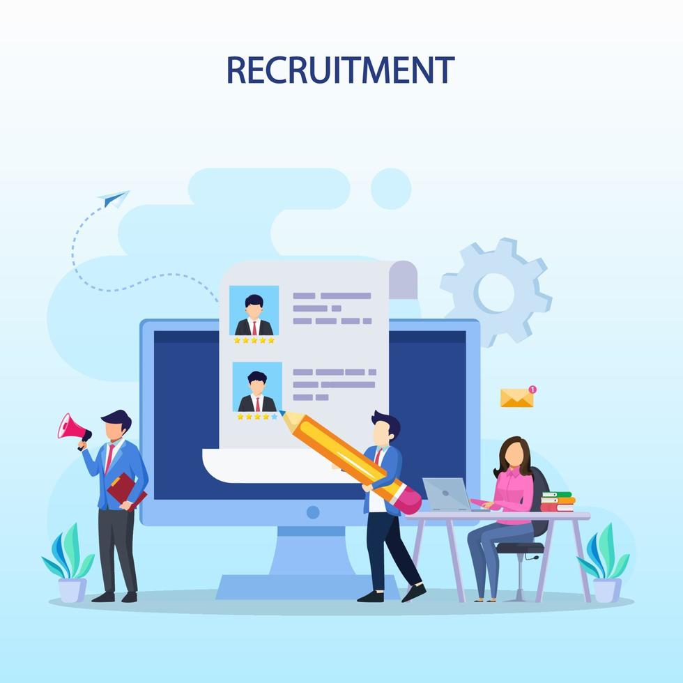 Hiring and recruitment concept. Job interview, recruitment agency vector illustration.