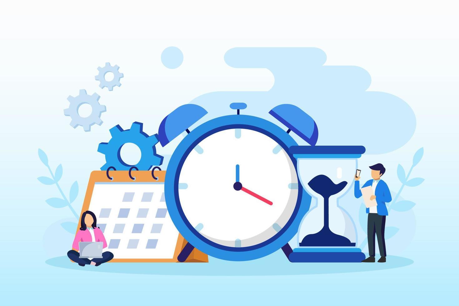 Time management concept, Flat vector template Style Suitable for Web Landing Page, Background.