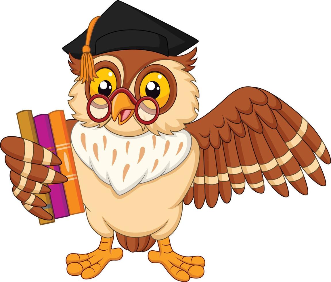 Cartoon owl holding a book vector