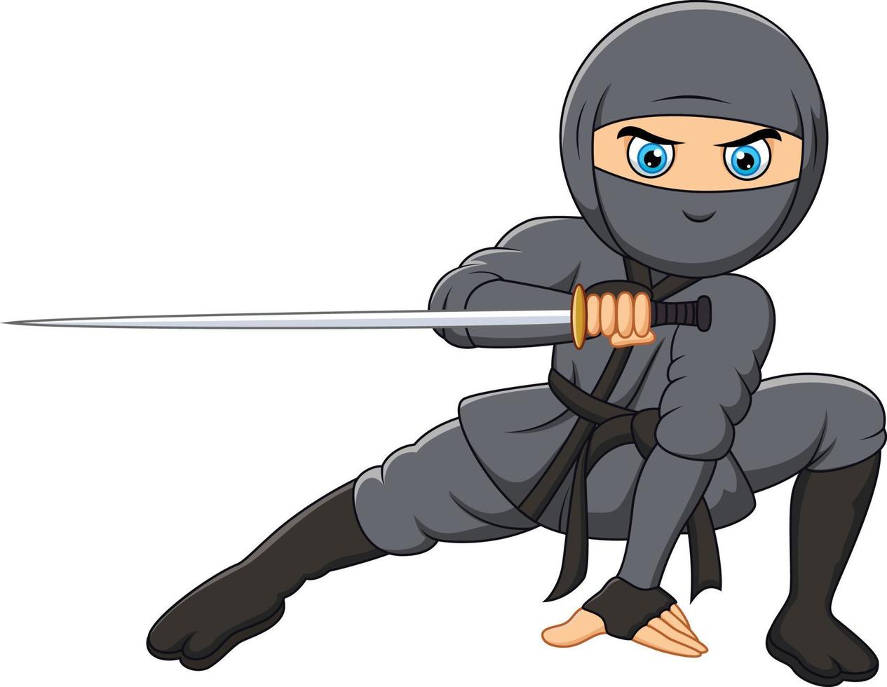 Cartoon ninja holding a sword vector