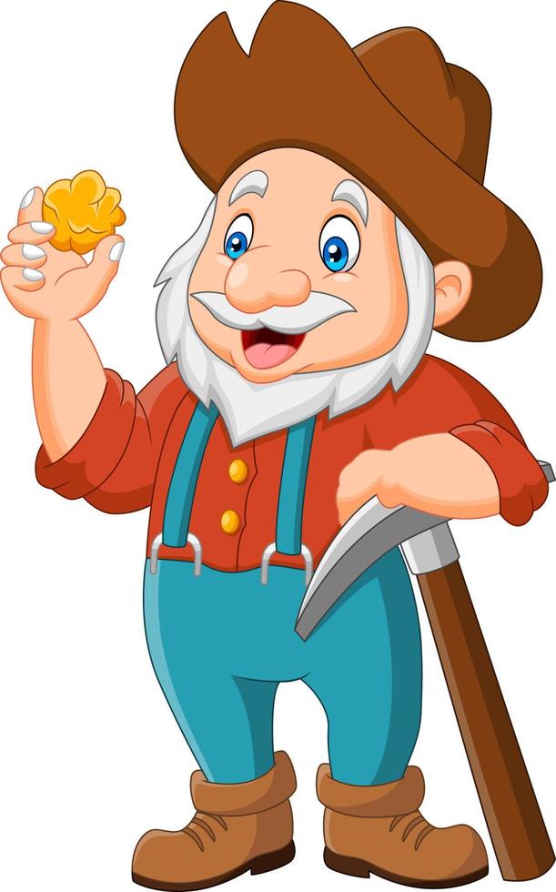 Cartoon gold prospector on white background vector