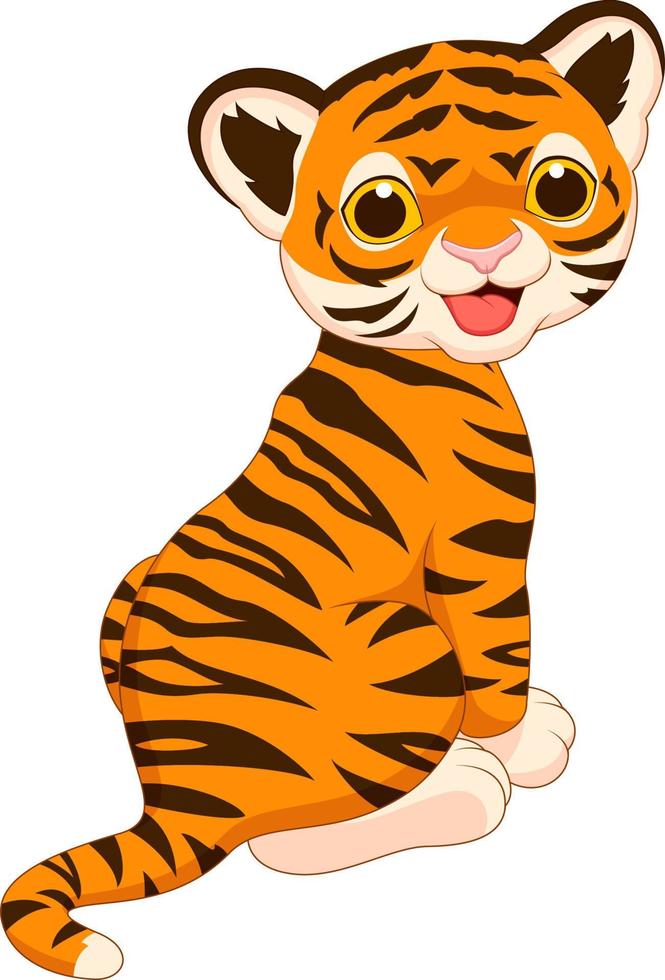 Cartoon tiger sitting vector