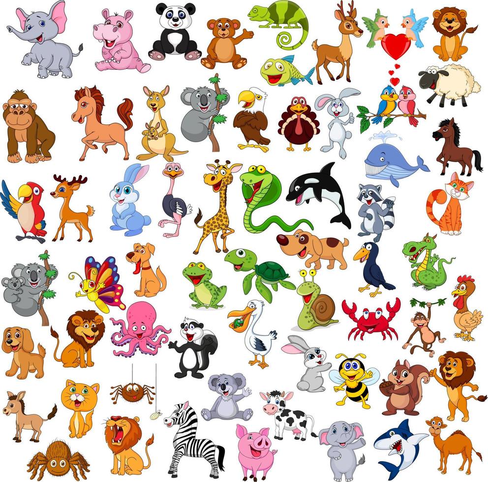 Big collection of animals vector