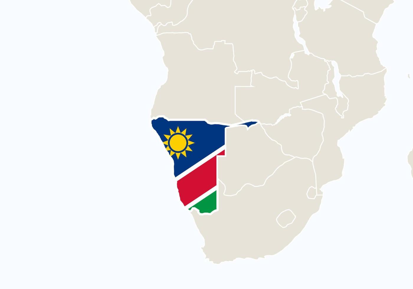 África con el mapa de namibia resaltado. vector