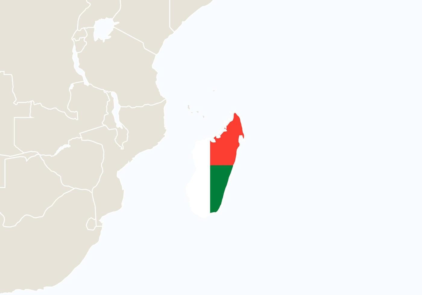 áfrica con el mapa de madagascar resaltado. vector