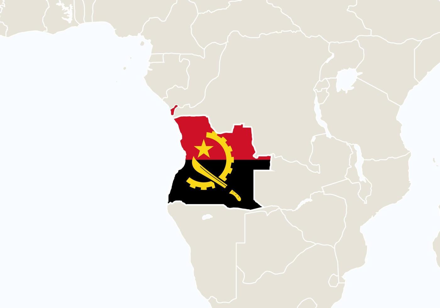 áfrica con mapa de angola resaltado. vector