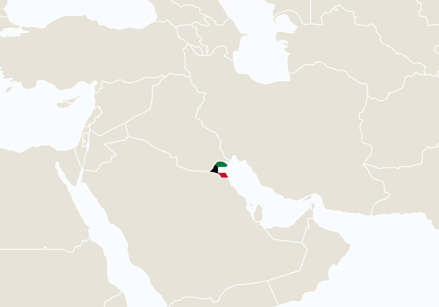 Asia with highlighted Kuwait map. vector