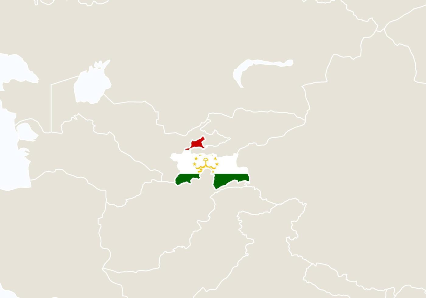 Asia with highlighted Tajikistan map. vector