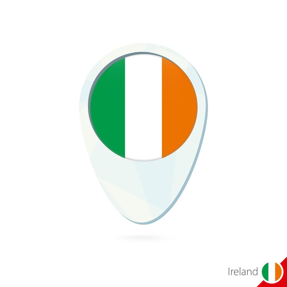 Icono de pin de mapa de ubicación de bandera de irlanda sobre fondo blanco. vector