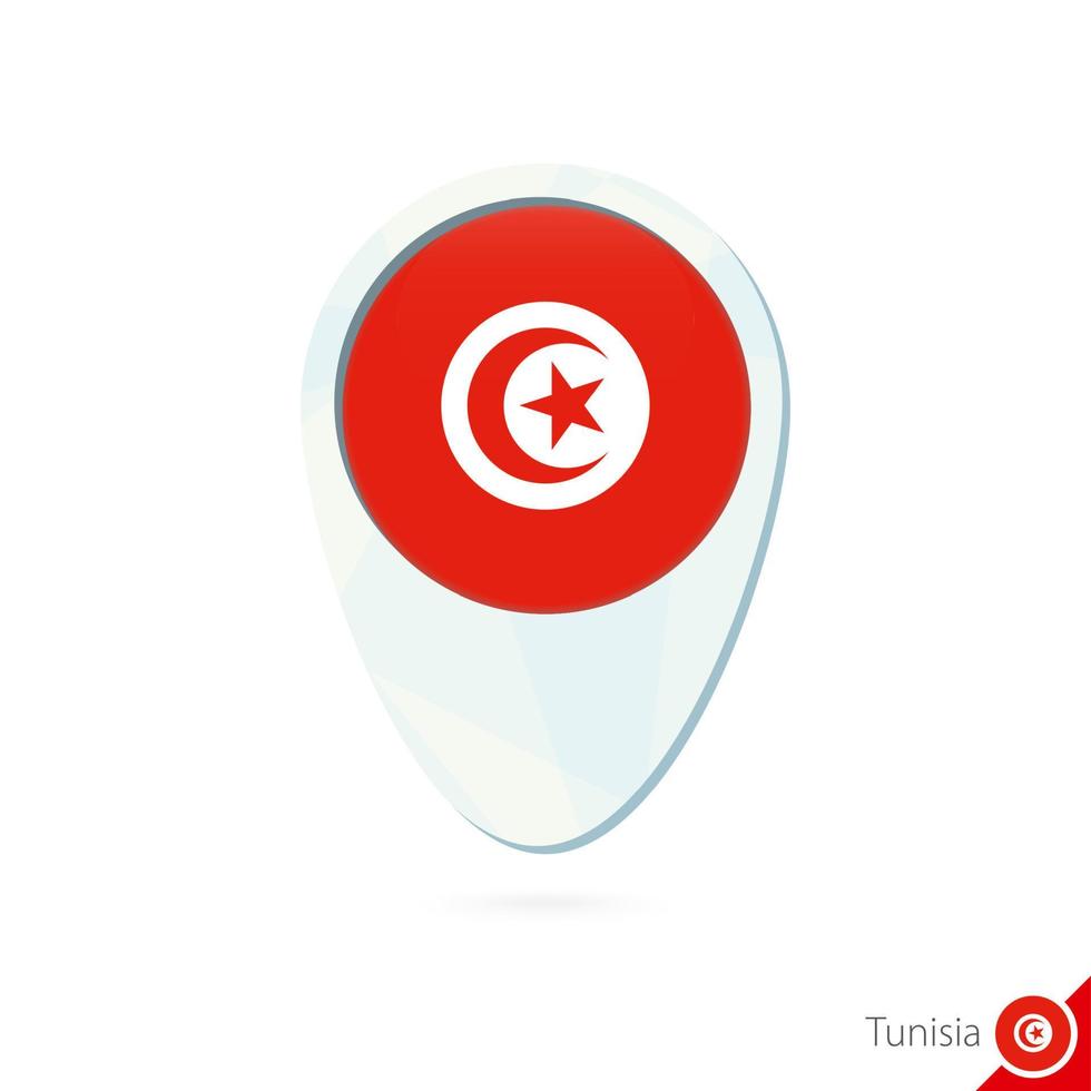 Tunisia flag location map pin icon on white background. vector