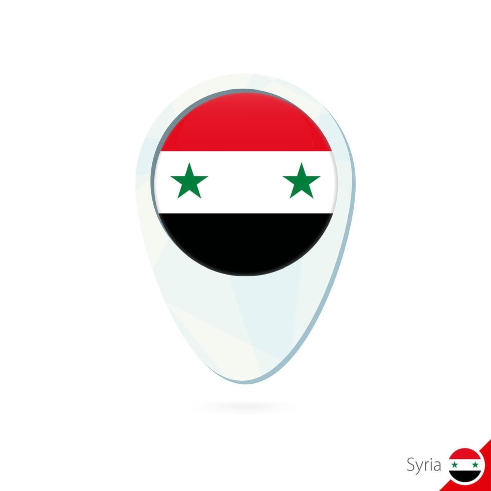 Syria flag location map pin icon on white background. vector