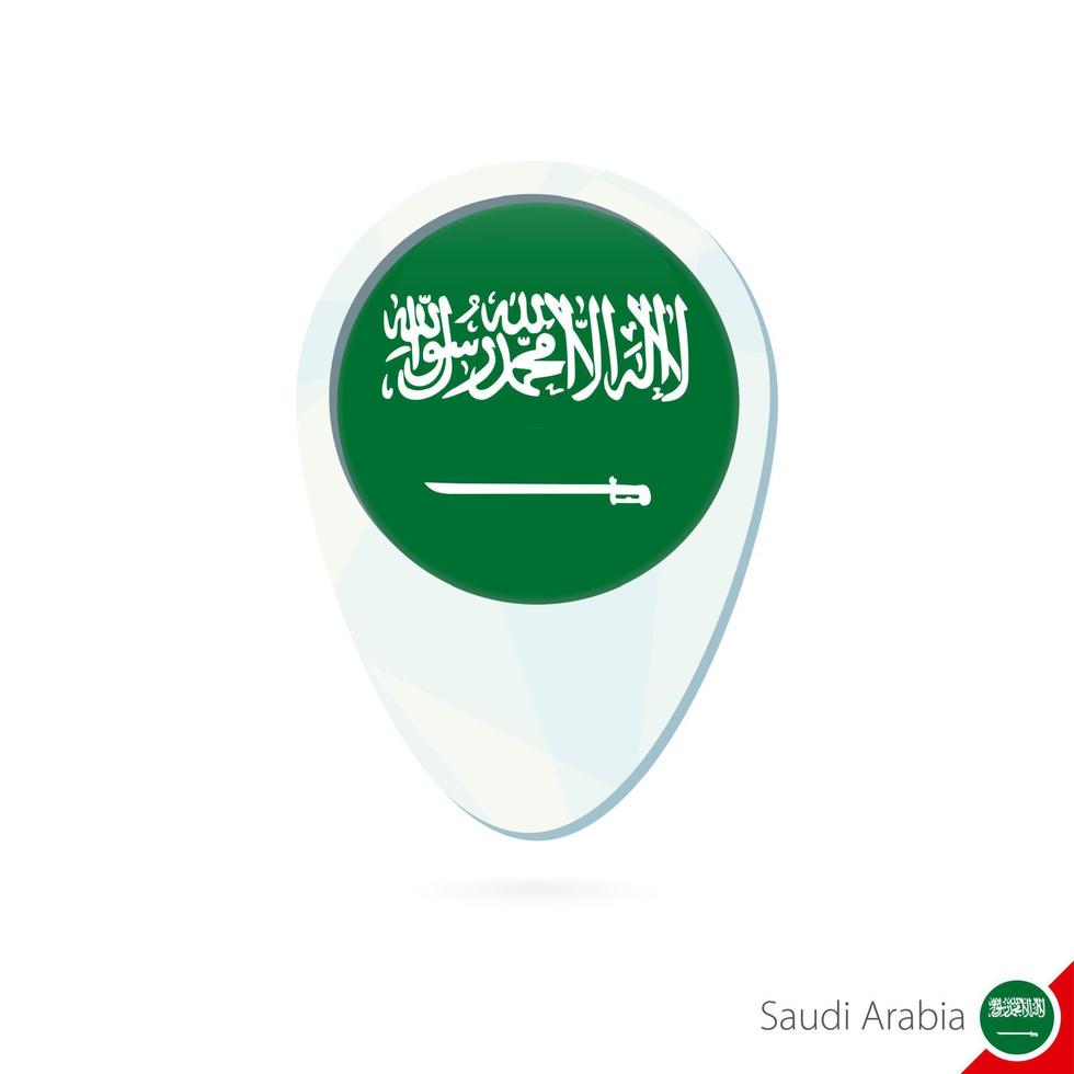 Saudi Arabia flag location map pin icon on white background. vector