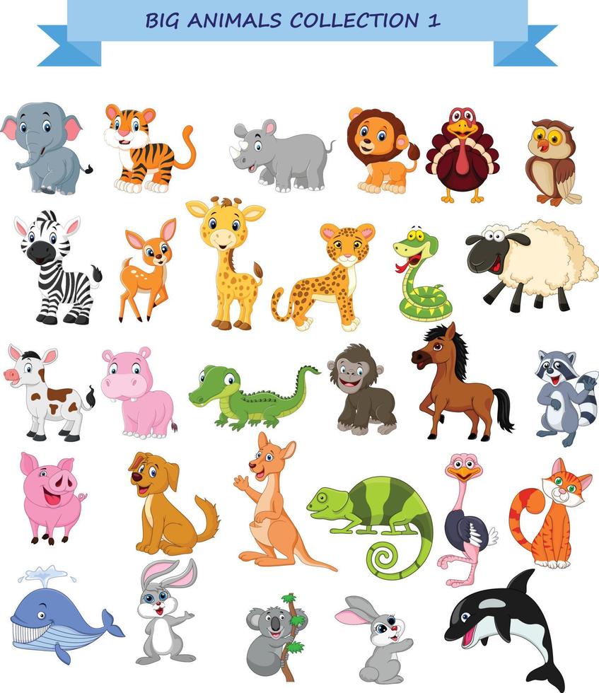 Big animals collection set vector