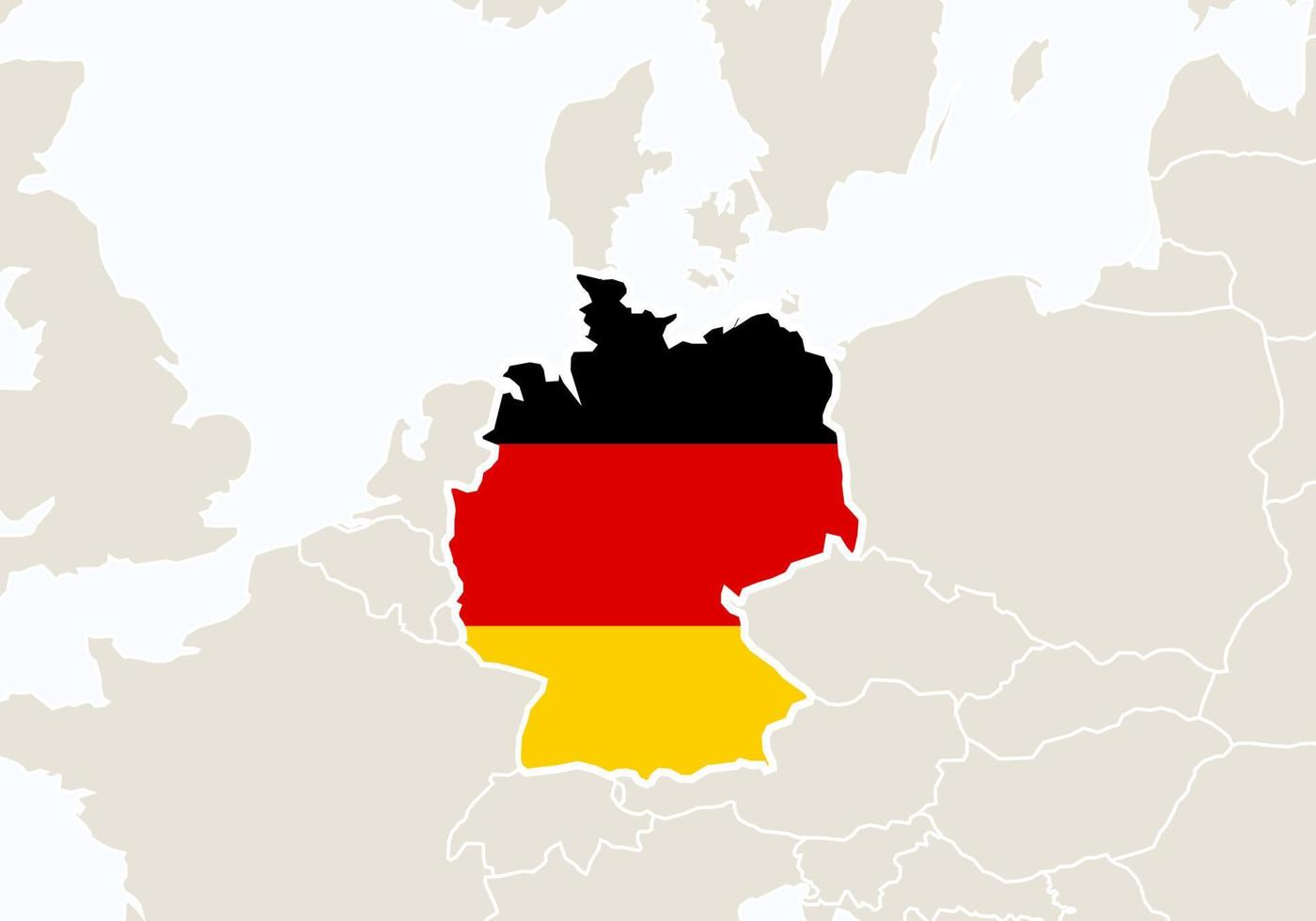 Europe with highlighted Germany map. vector