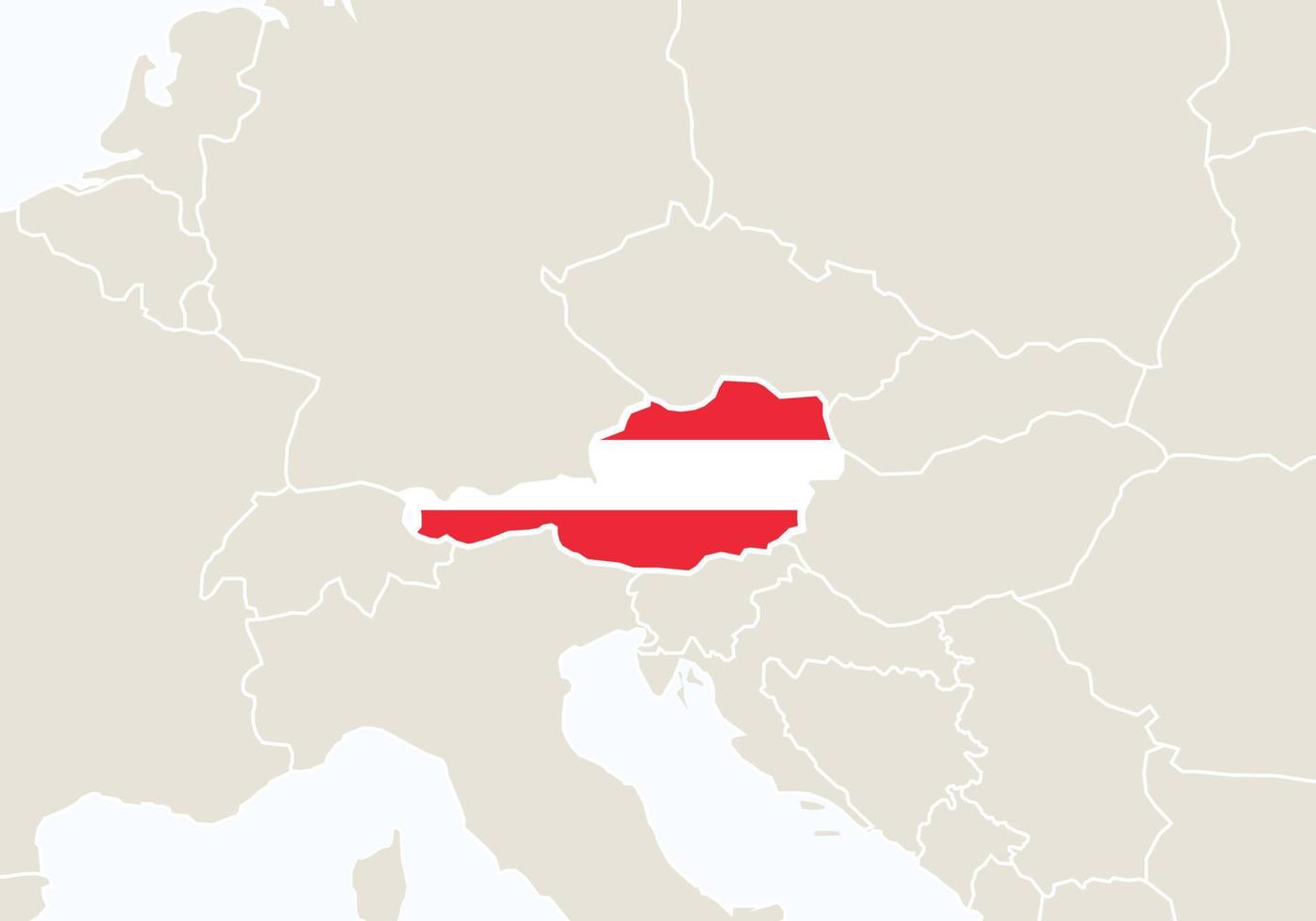Europe with highlighted Austria map. vector