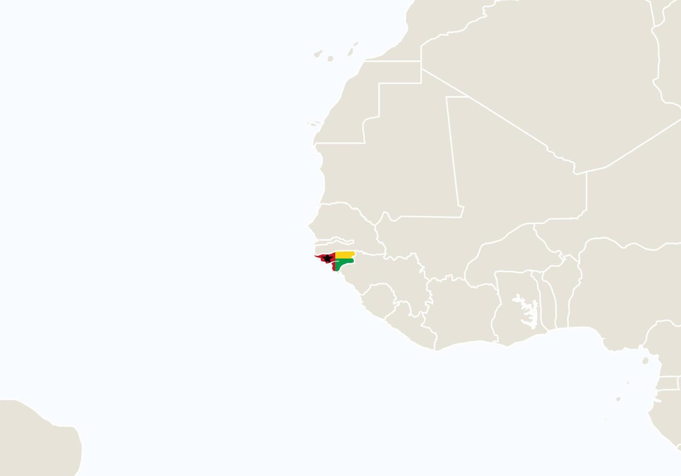 Africa with highlighted Guinea-Bissau map. vector