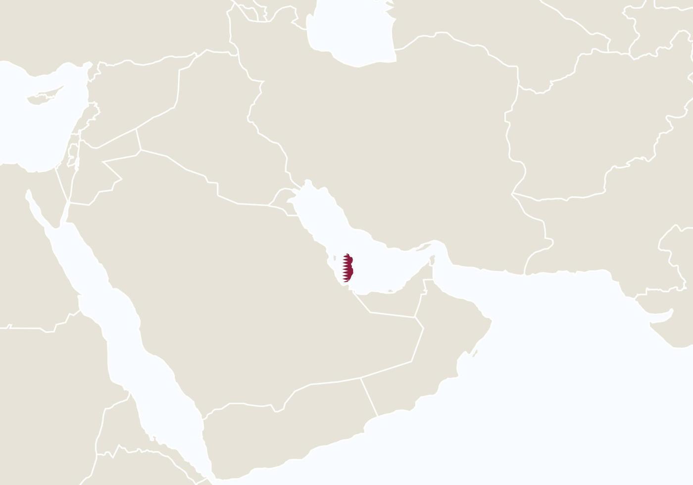 Asia with highlighted Qatar map. vector