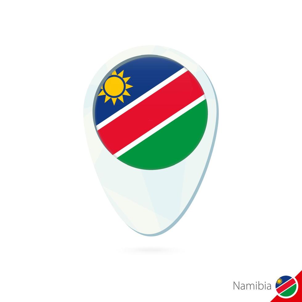 icono de pin de mapa de ubicación de bandera de namibia sobre fondo blanco. vector