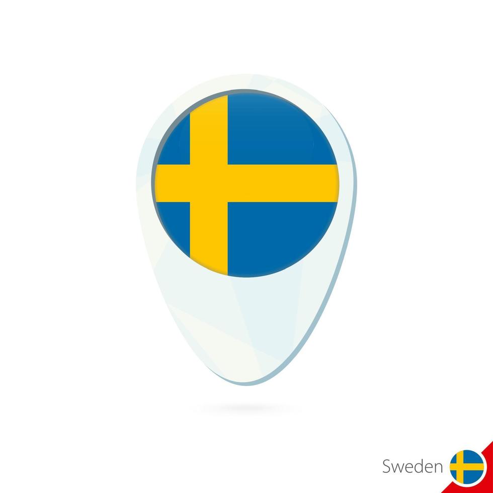 Sweden flag location map pin icon on white background. vector