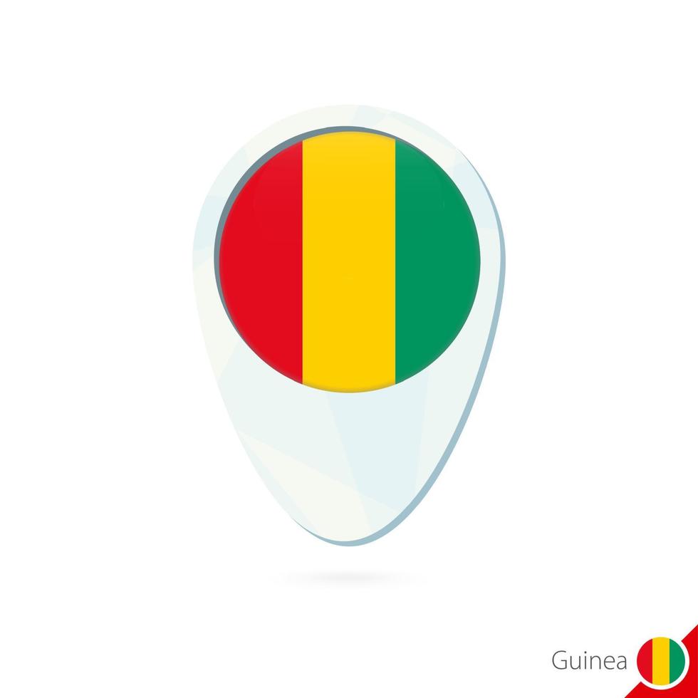 icono de pin de mapa de ubicación de bandera de guinea sobre fondo blanco. vector