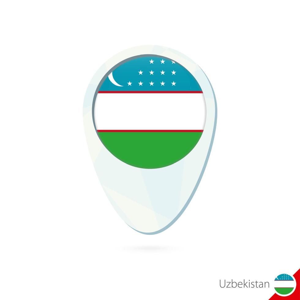 Uzbekistan flag location map pin icon on white background. vector