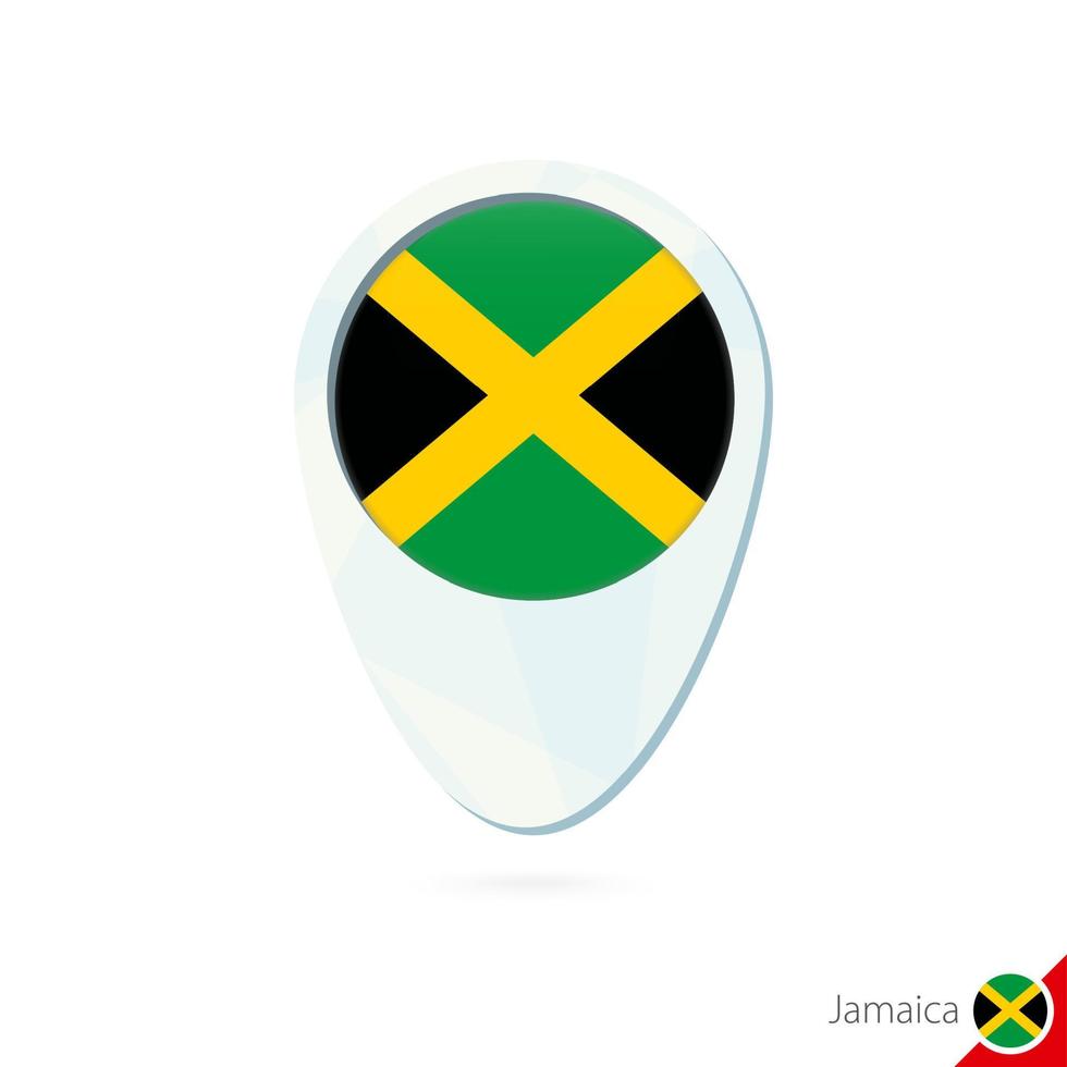 Jamaica flag location map pin icon on white background. vector