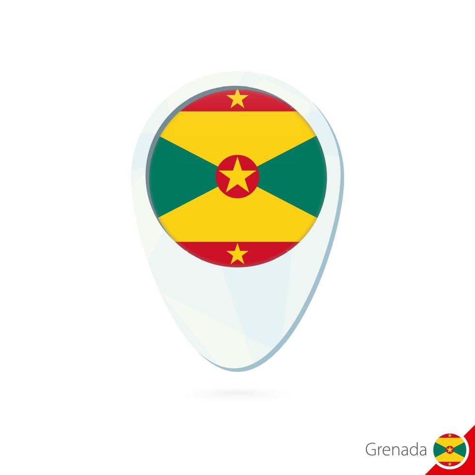 Grenada flag location map pin icon on white background. vector