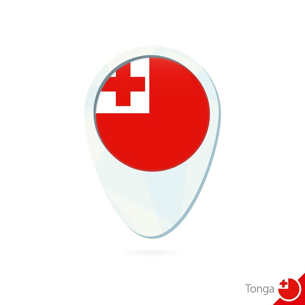 Tonga flag location map pin icon on white background. vector