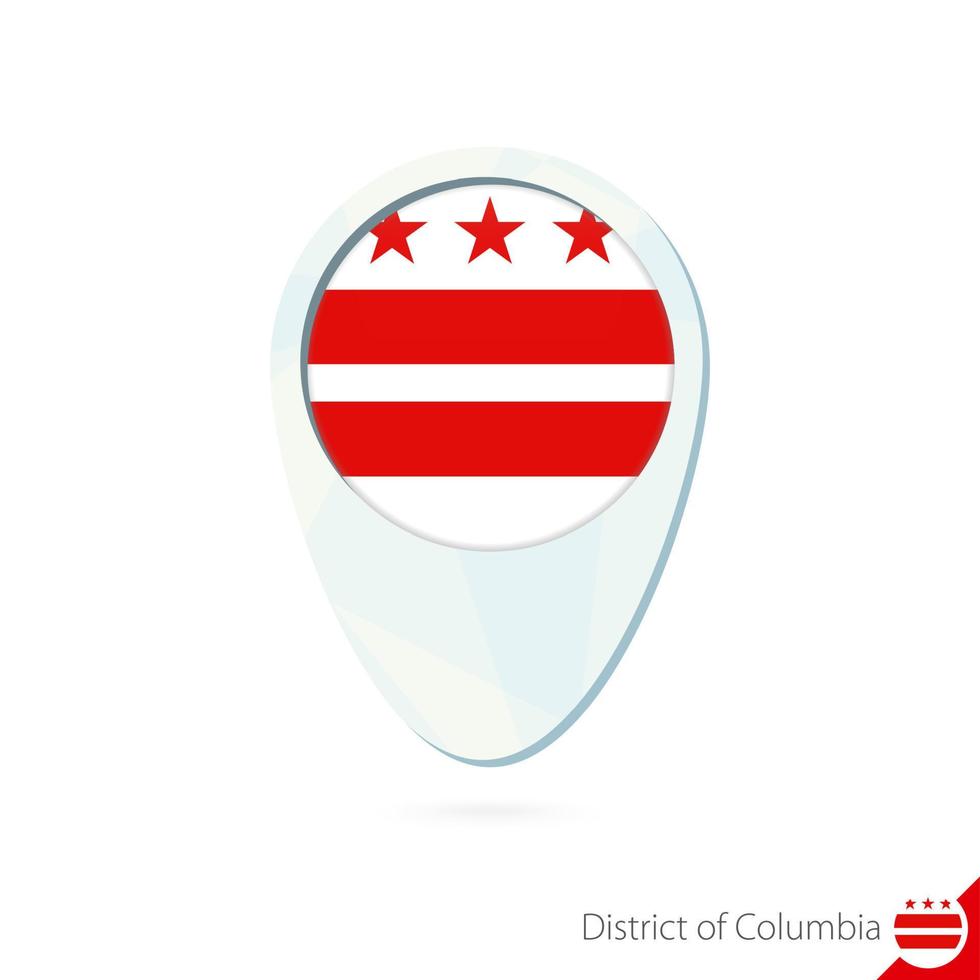 estados unidos distrito de columbia bandera ubicación mapa pin icono sobre fondo blanco. vector