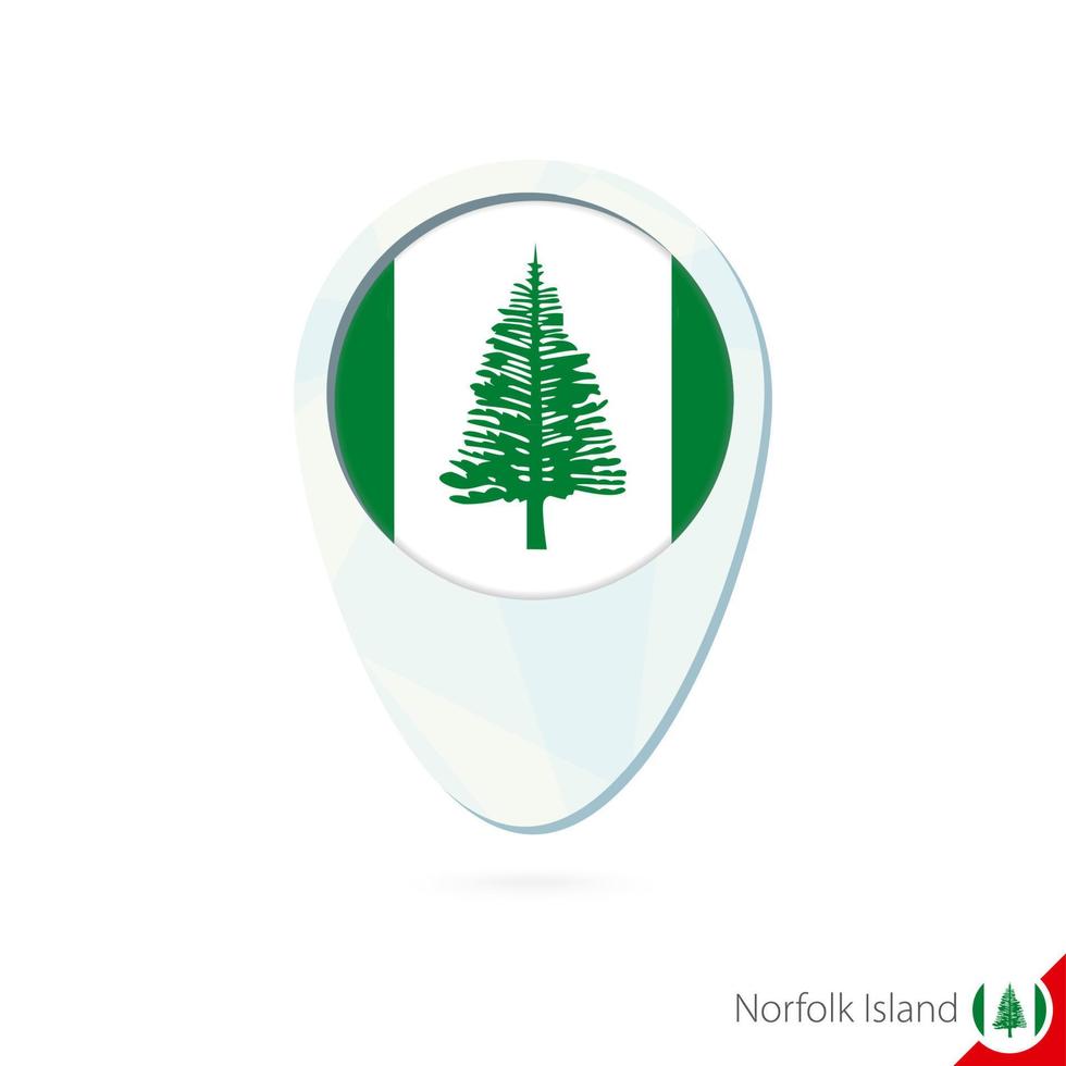 icono de pin de mapa de ubicación de bandera de isla norfolk sobre fondo blanco. vector