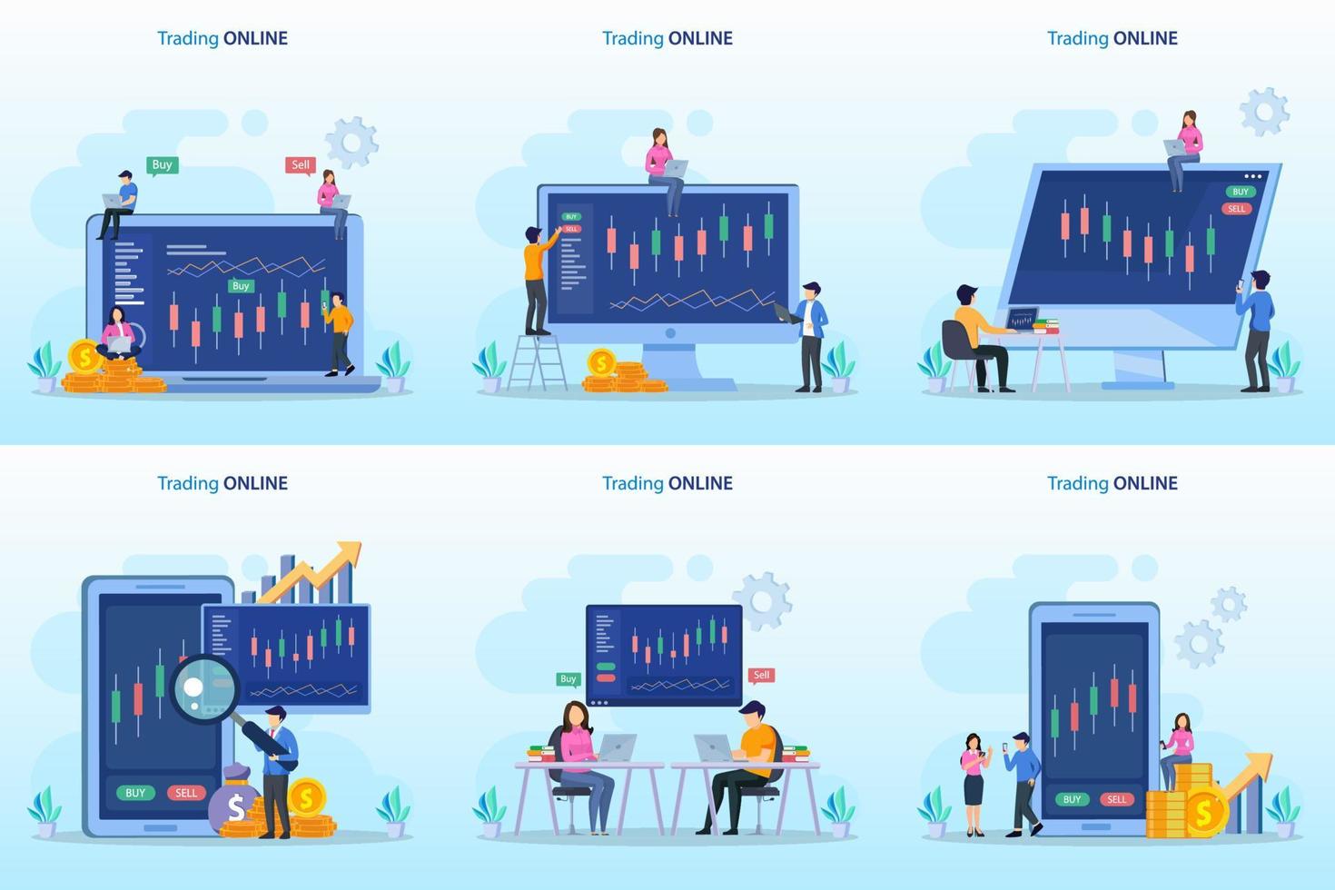 online trading concept. Forex trading strategy, Investing in Stocks. Flat vector template