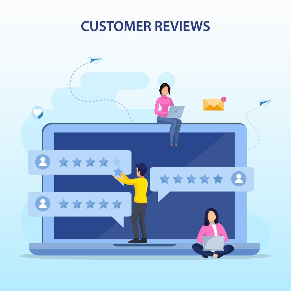 Customer reviews concept. online reviews, experience or feedback, star rating, notifications vector
