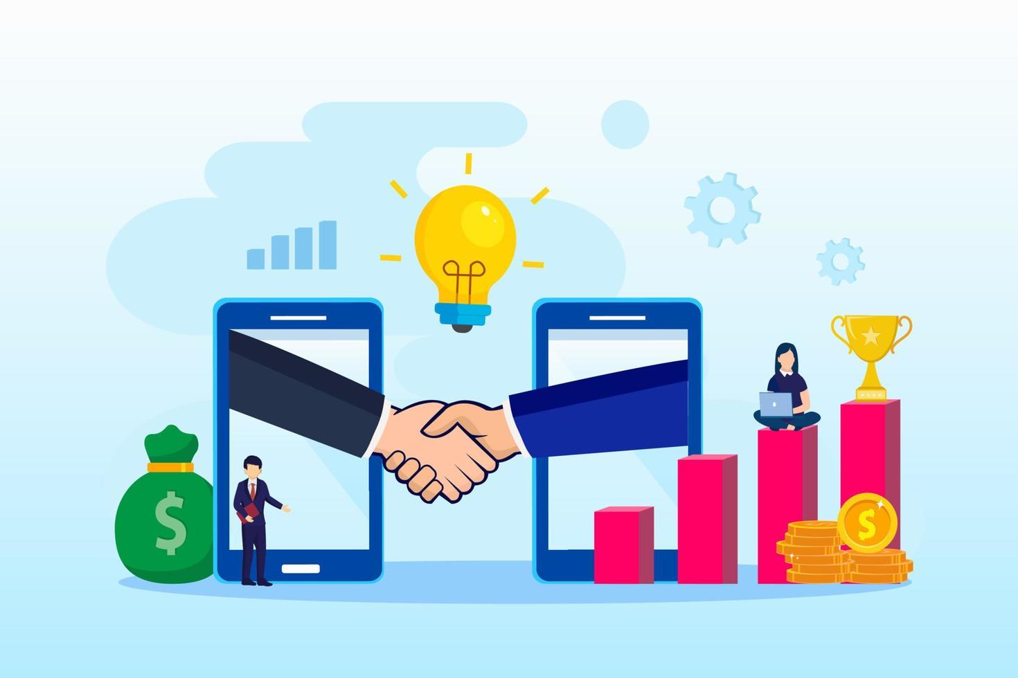 Business partnership landing page website illustration vector flat design