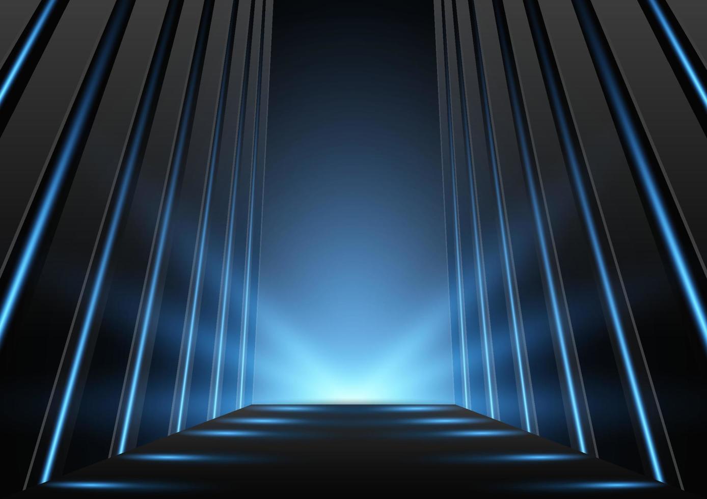 Abstract floor whith blue neon light effect background vector