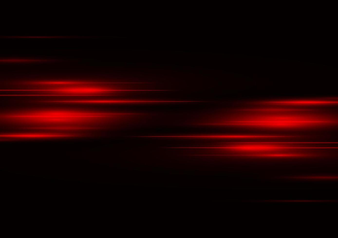 efecto de luz de neón de velocidad roja abstracta en la ilustración de vector de fondo negro.