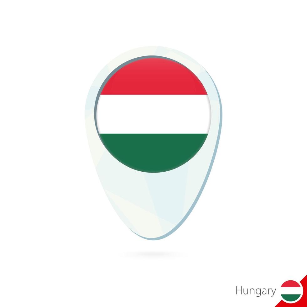 hungría bandera ubicación mapa pin icono sobre fondo blanco. vector