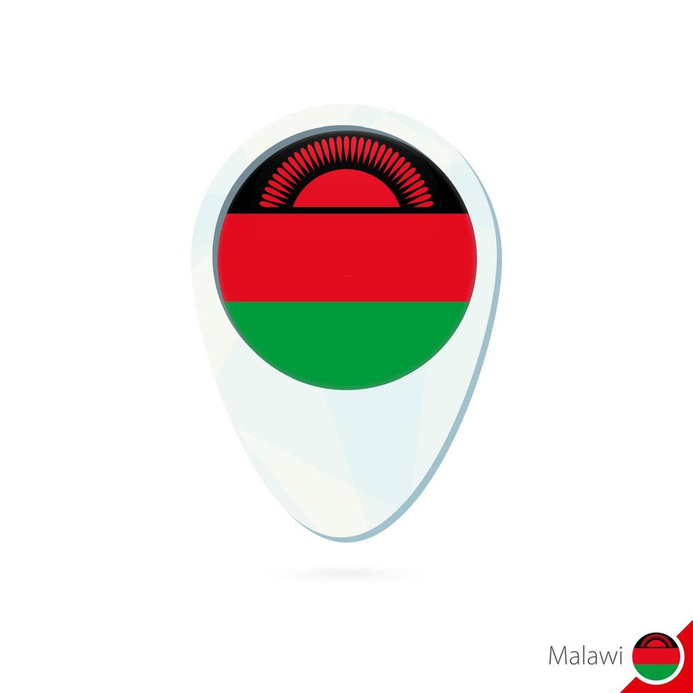 Malawi flag location map pin icon on white background. vector