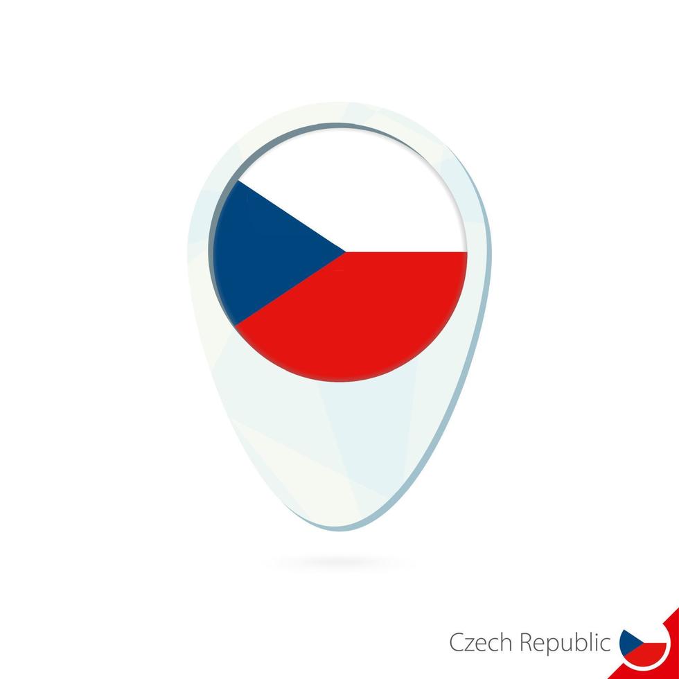 Czech Republic flag location map pin icon on white background. vector