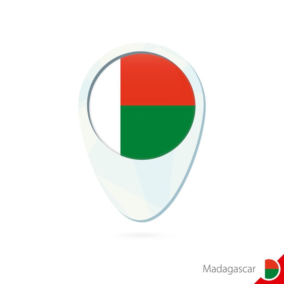 Madagascar flag location map pin icon on white background. vector