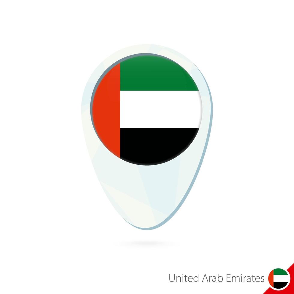 United Arab Emirates flag location map pin icon on white background. vector