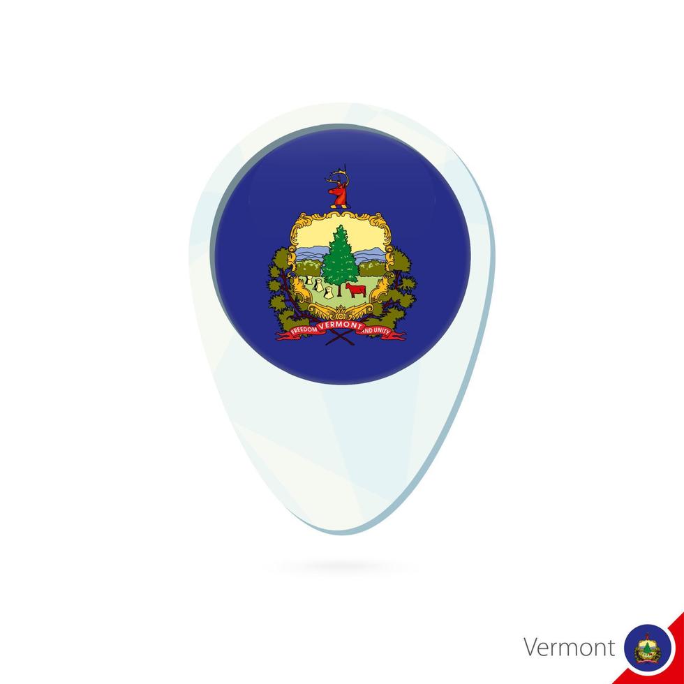 USA State Vermont flag location map pin icon on white background. vector